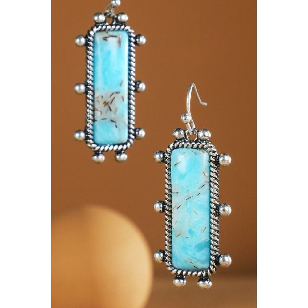 Turquoise Bar Drop Earrings – Western Boho Statement (NWT)